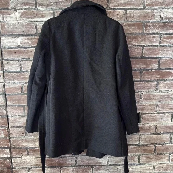 J Crew Peacoat Women 8 Black Double Breasted Wool Blend Jacket Coat - Picture 4 of 4